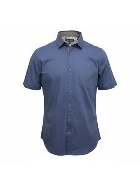 INC International Concepts Men's Short Sleeve Button-Up Shirt, Size Small, Navy